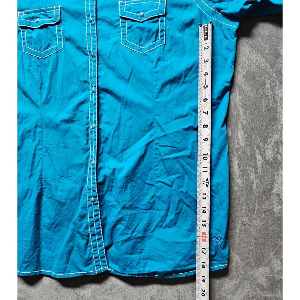 Ariat Womens XXL Turquoise Blue Western Pearl Snap Long Sleeve Cotton Shirt - Picture 6 of 9